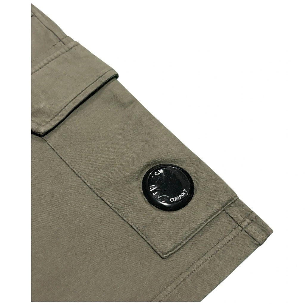 Men's C.P. Company Khaki Green Sweat Bermuda Cargo Fleece Shorts