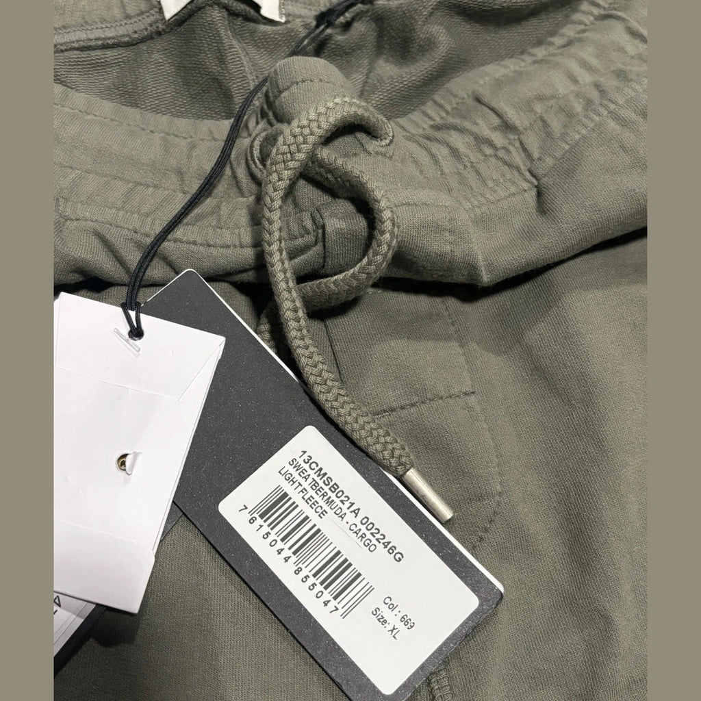 Men's C.P. Company Khaki Green Sweat Bermuda Cargo Fleece Shorts