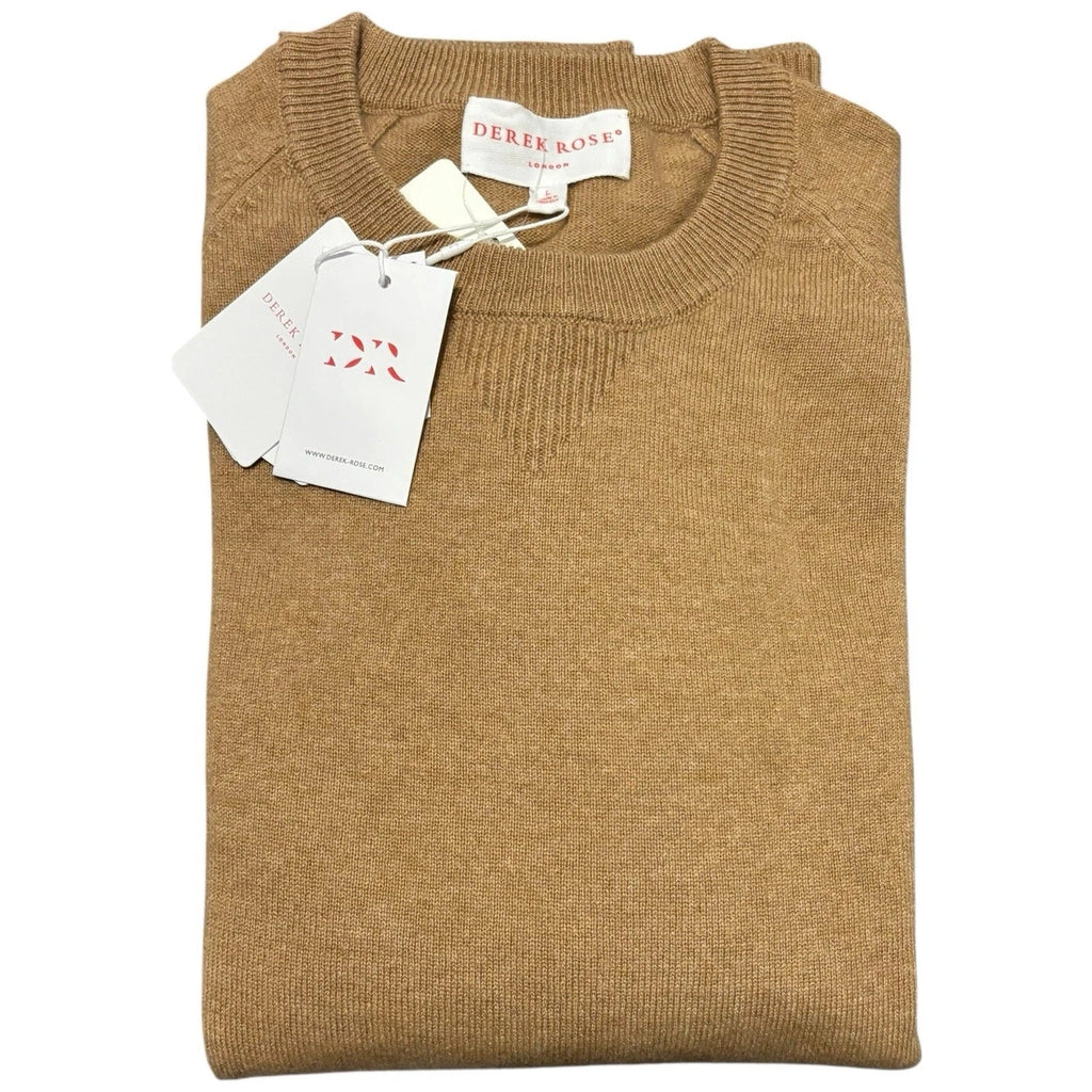 Derek Rose Men's Camel Brown Cashmere Sweater