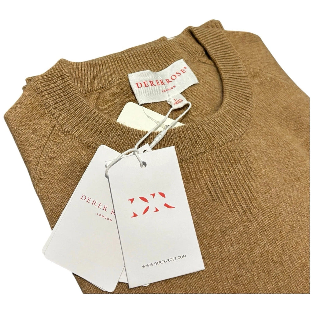Derek Rose Men's Camel Brown Cashmere Sweater