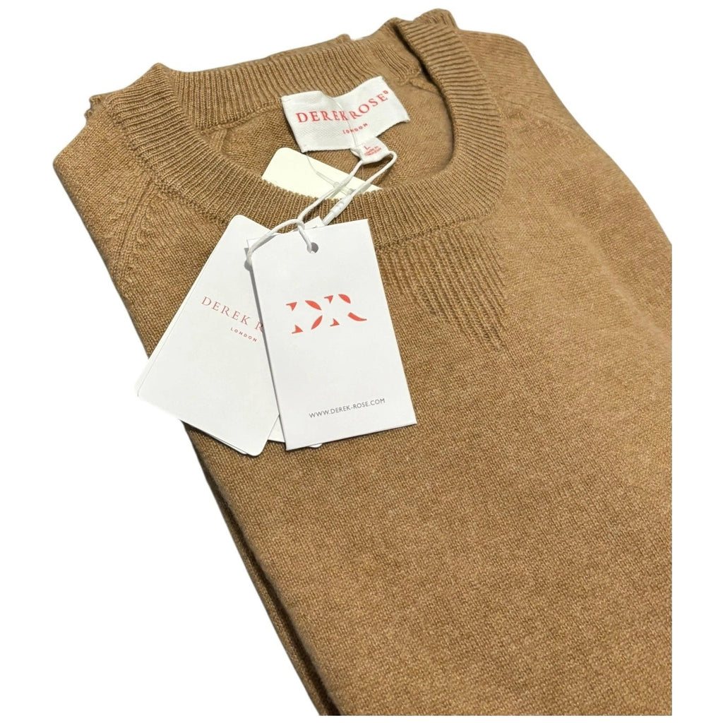 Derek Rose Men's Camel Brown Cashmere Sweater