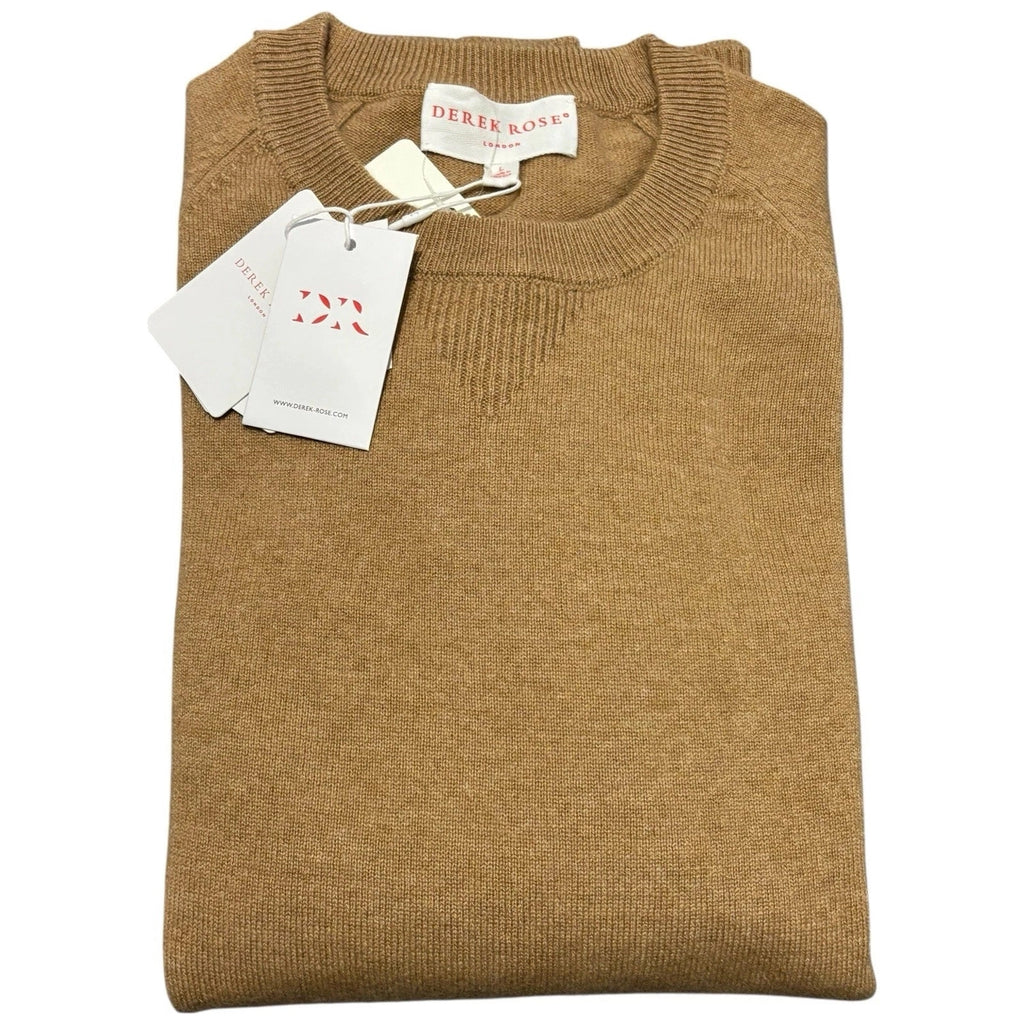 Derek Rose Men's Camel Brown Cashmere Sweater