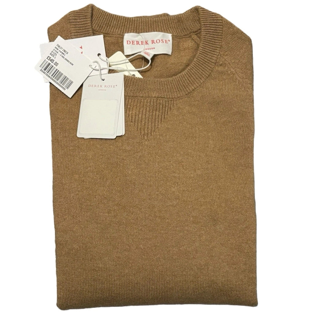 Derek Rose Men's Camel Brown Cashmere Sweater