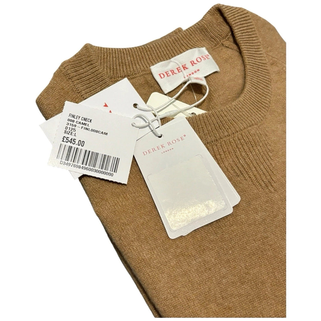 Derek Rose Men's Camel Brown Cashmere Sweater