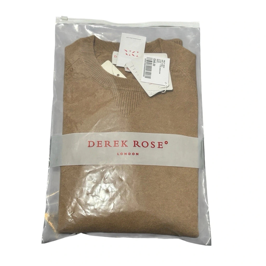Derek Rose Men's Camel Brown Cashmere Sweater