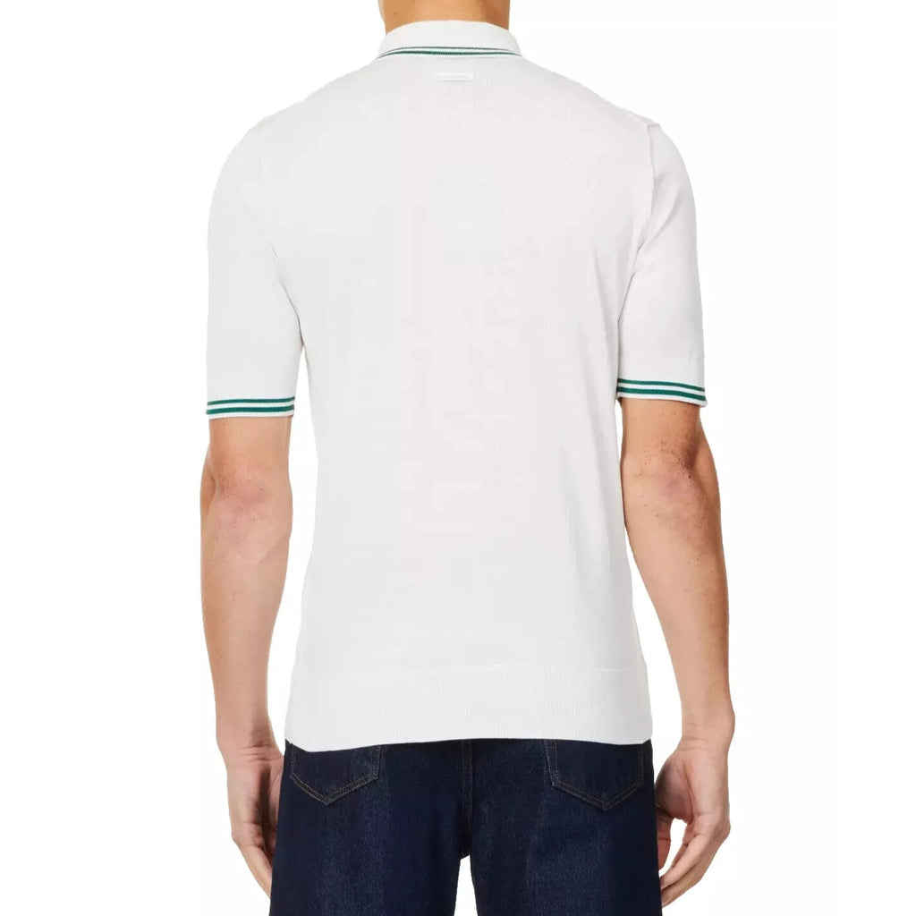 Men's Dolce & Gabbana Silk Striped Knitted Polo Shirt White