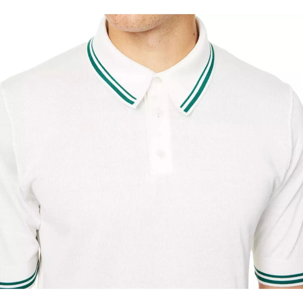 Men's Dolce & Gabbana Silk Striped Knitted Polo Shirt White