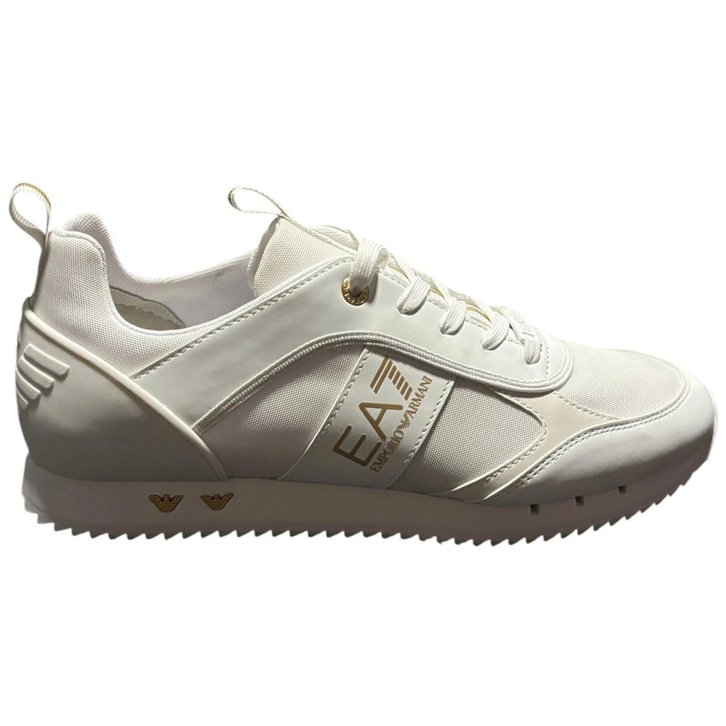 Men's EA7 Emporio Armani White and Gold Lace Up Trainers