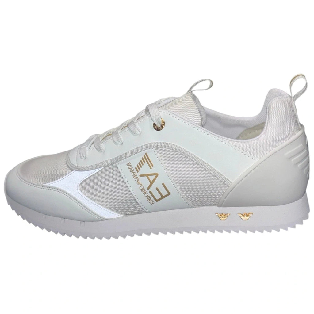 Men's EA7 Emporio Armani White and Gold Lace Up Trainers