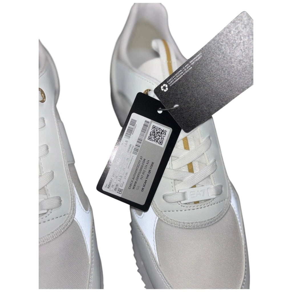 Men's EA7 Emporio Armani White and Gold Lace Up Trainers