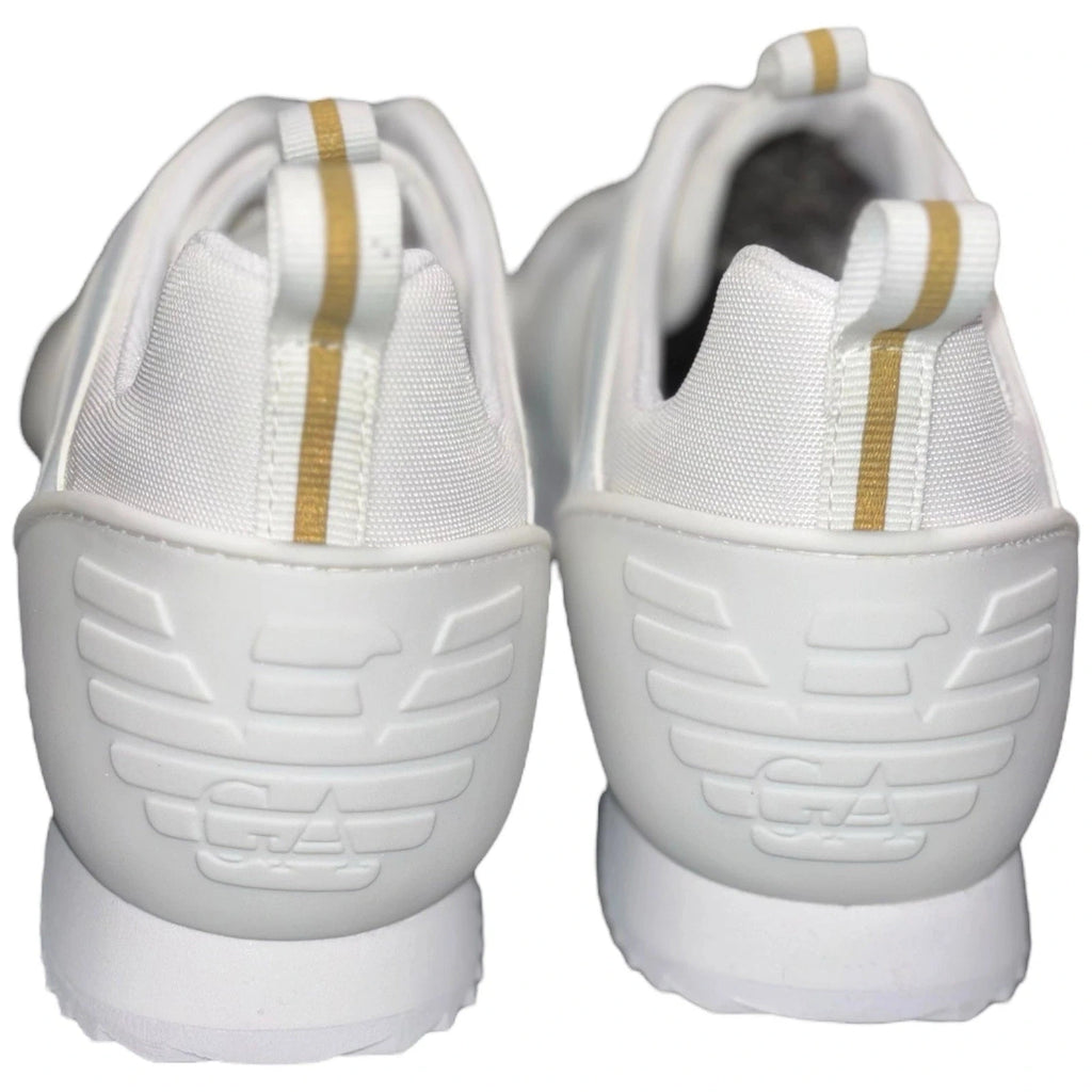 Men's EA7 Emporio Armani White and Gold Lace Up Trainers