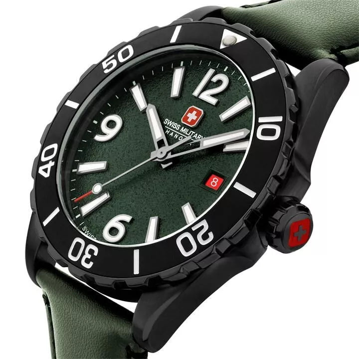Men's Green Black Swiss Military Hanowa Carbon Peak Watch