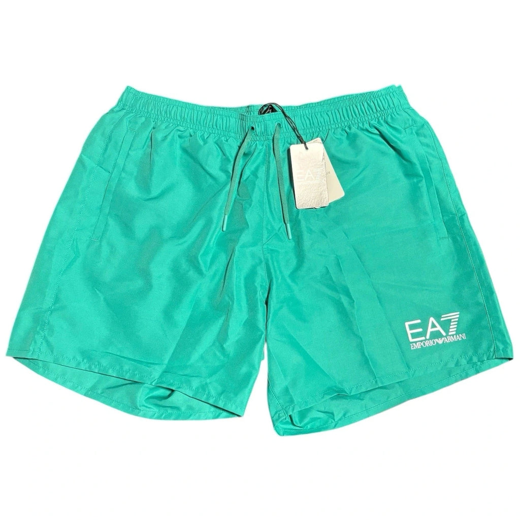 Men's Green Emporio Armani EA7 Small Logo Swim Shorts