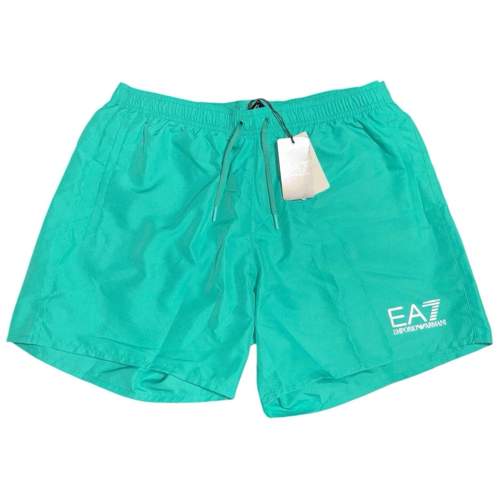 Men's Green Emporio Armani EA7 Small Logo Swim Shorts