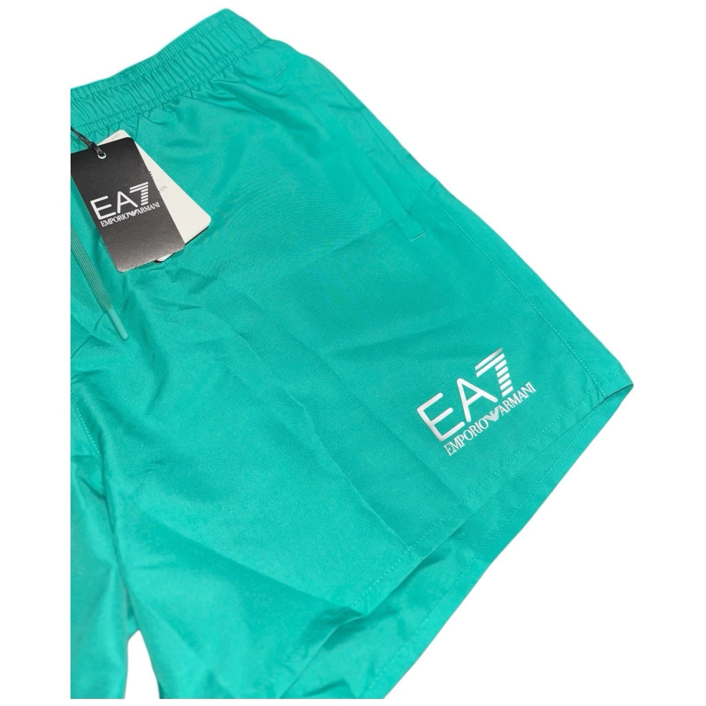 Men's Green Emporio Armani EA7 Small Logo Swim Shorts