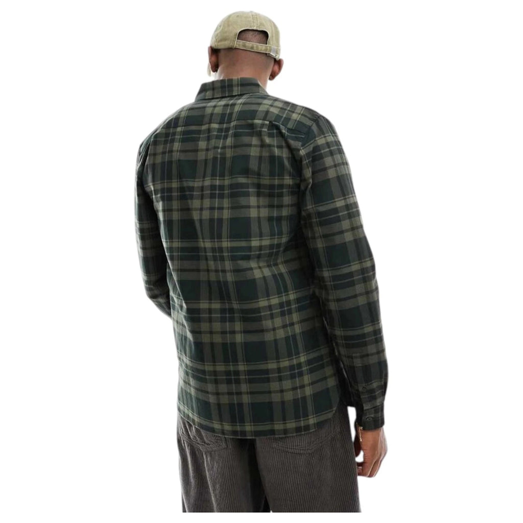 Men's Green Fred Perry Tonal Tartan Long Sleeve Shirt