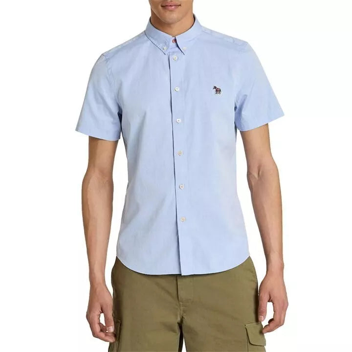 Men's Light Blue Casual Fit Short Sleeve Shirt