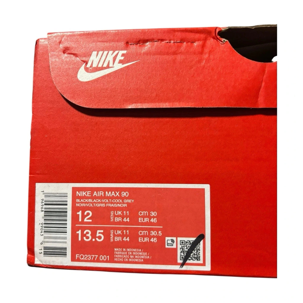 Men's Nike Air Max 90 Black Volt Cool Grey Trainer