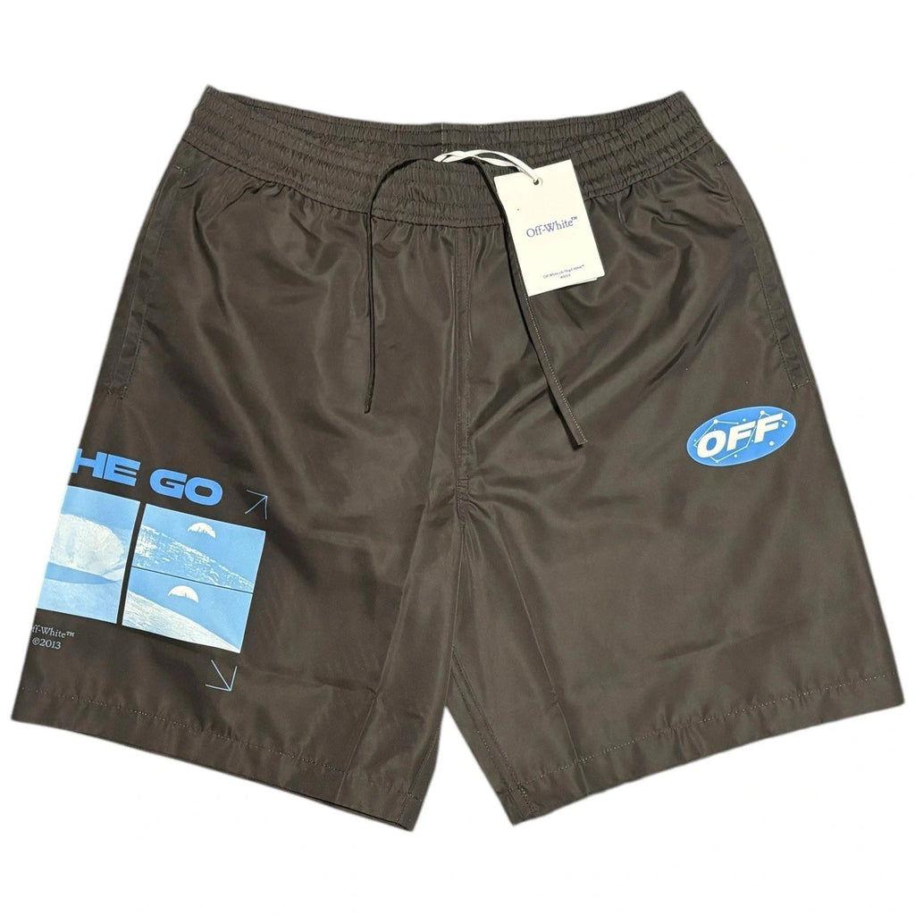 Men's Off-White Multicoloured Swim Shorts