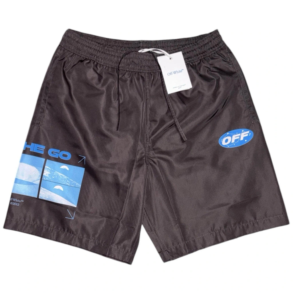 Men's Off-White Multicoloured Swim Shorts
