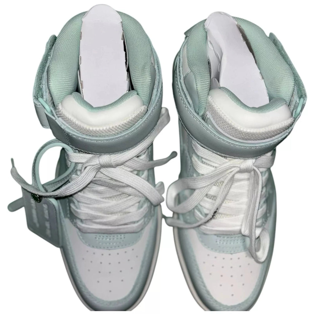 Men's Off-White Out Of Office Mid Top Sneakers in Mint Green and White