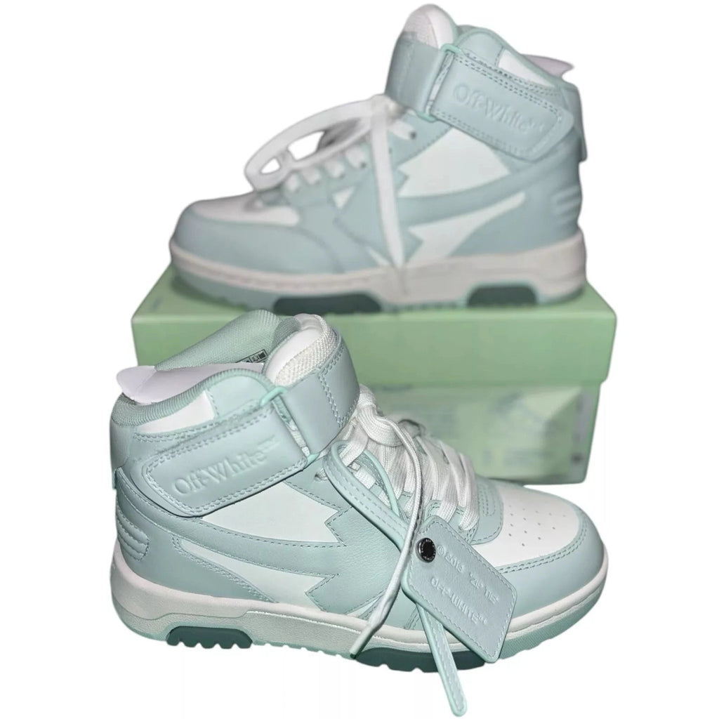 Men's Off-White Out Of Office Mid Top Sneakers in Mint Green and White