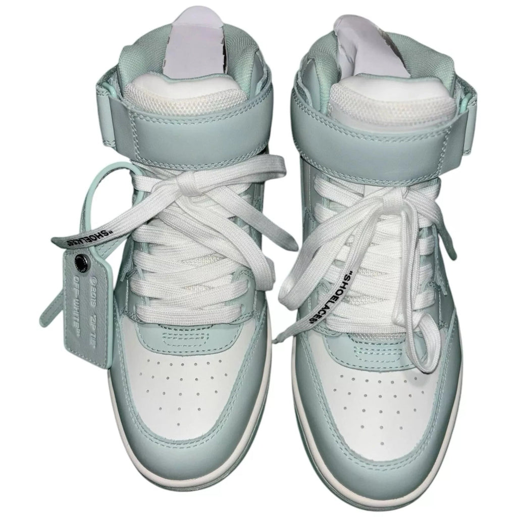 Men's Off-White Out Of Office Mid Top Sneakers in Mint Green and White