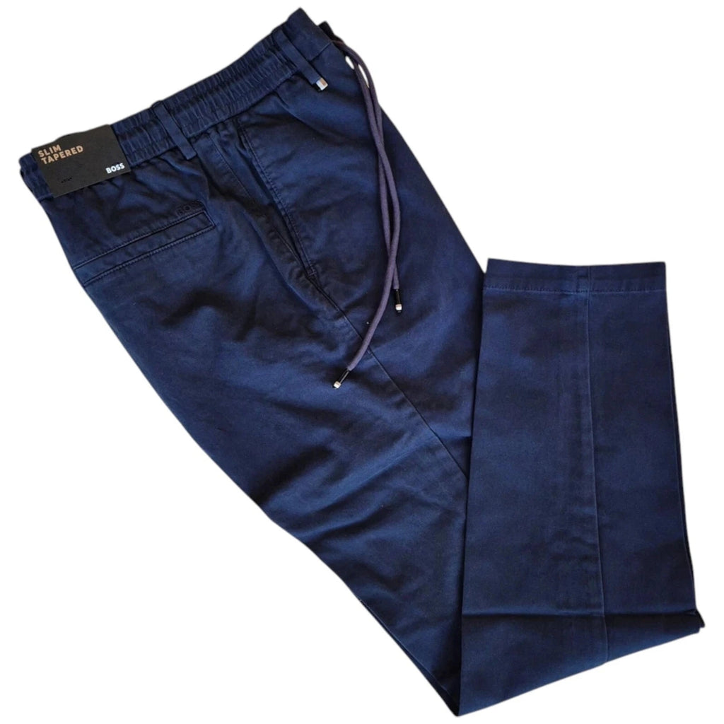 Boss Slim Tapered Navy Chinos Stretch Trousers