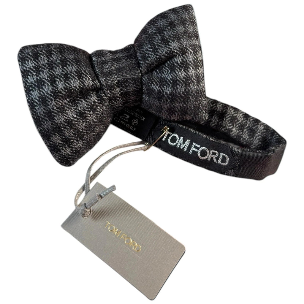 Men's Tom Ford Silk Wool Bow Tie Black Grey