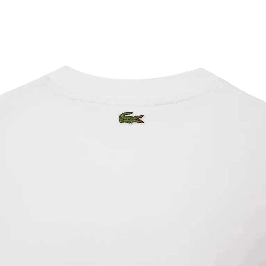 Men's White Lacoste Fleece Sweatshirt with Logo Print