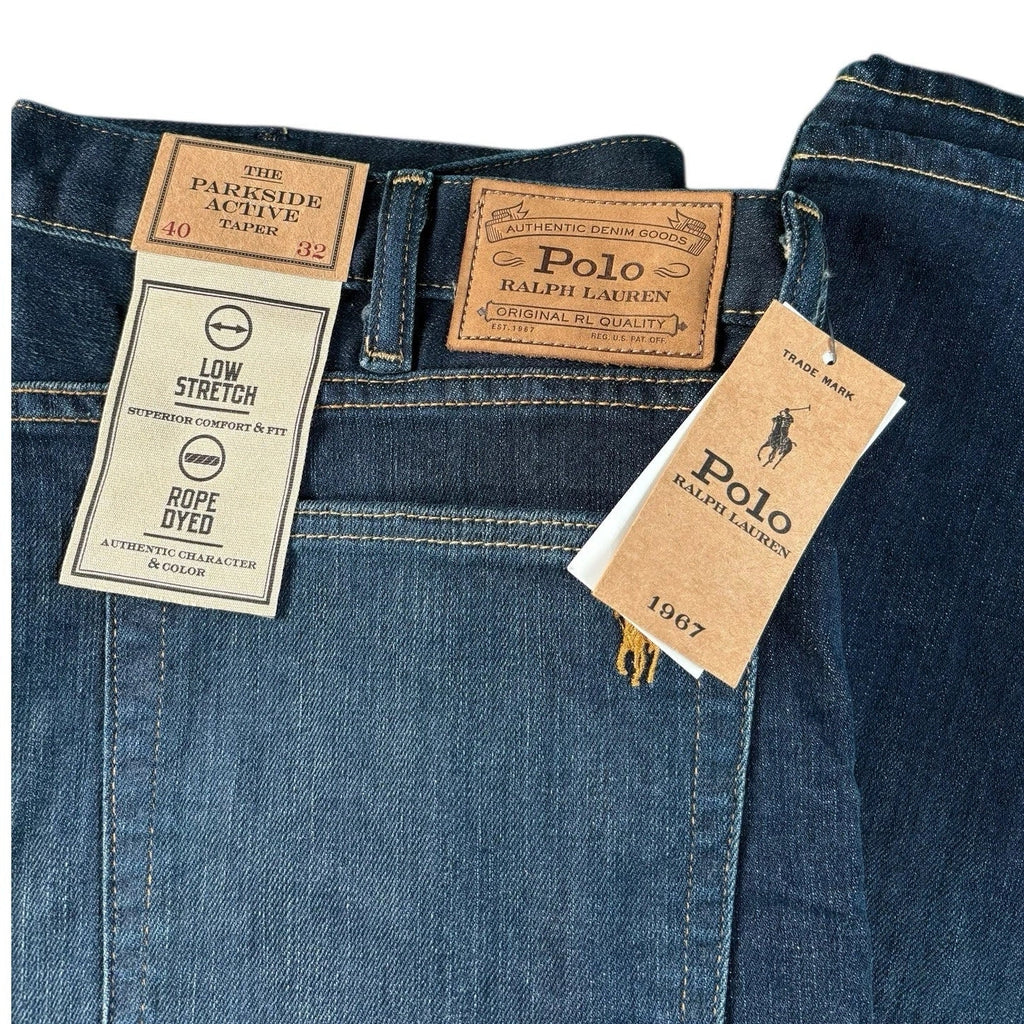 Mens Blue Taper Stretch Jeans by Polo Ralph Lauren