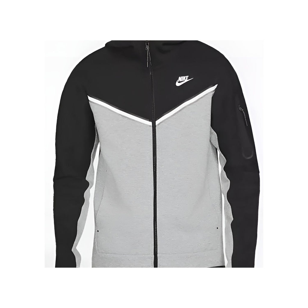 Mens Nike Tech Fleece Full Zip Hoodie Grey - Black