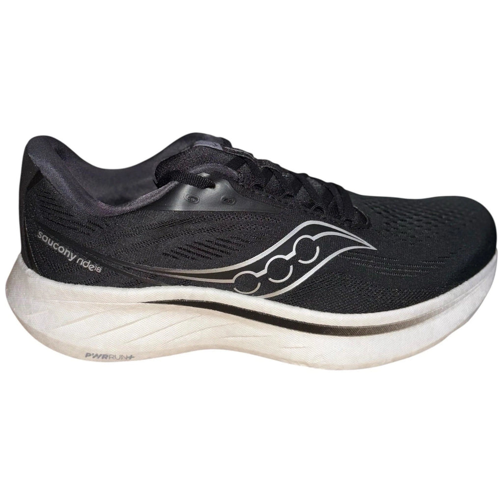 Mens Saucony Ride 18 Black White Running Shoes