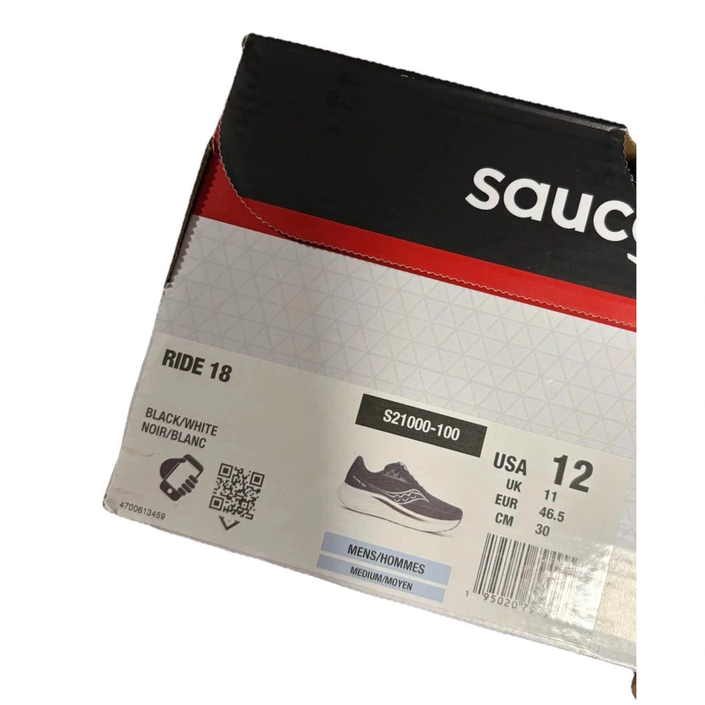 Mens Saucony Ride 18 Black White Running Shoes