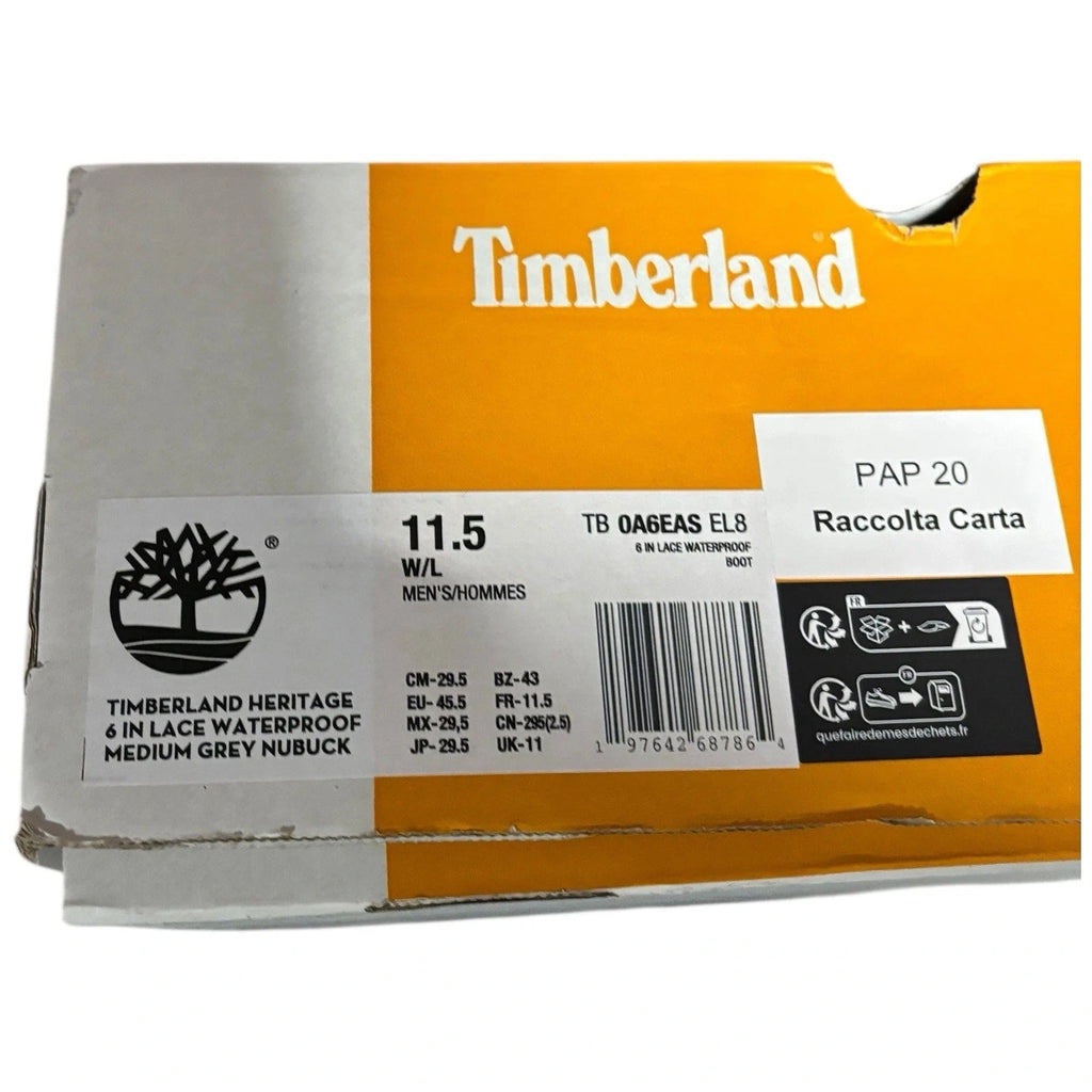 Mens Timberland Heritage 6 Inch Grey Nubuck Waterproof Boots