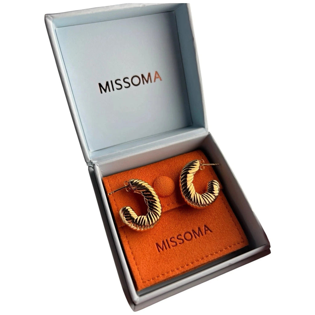 Missoma Women's Gold Wavy Ridge Small Hoops Earring