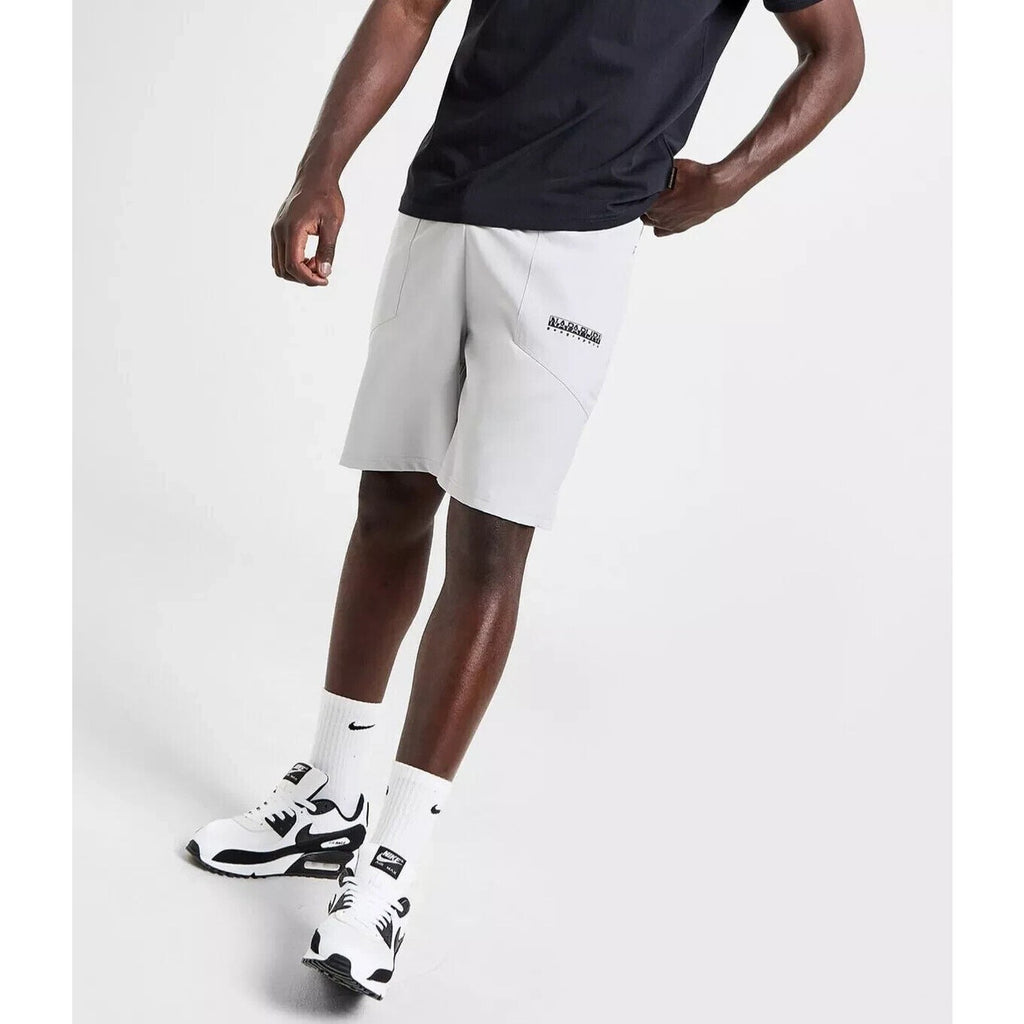 Napapijri Nezy Woven Shorts for Men - Soft Grey and Black Zip