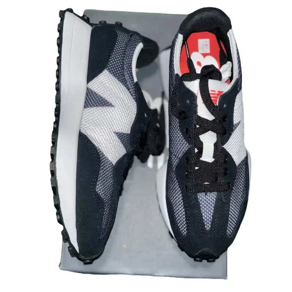 New Balance 327 Womens Black White Suede Trainers