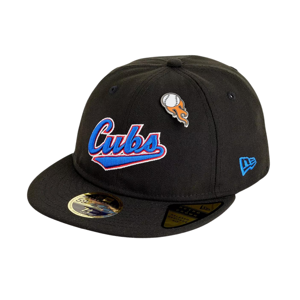 New Era 59Fifty Chicago Cubs Cooperstown Pin Black Fitted Cap