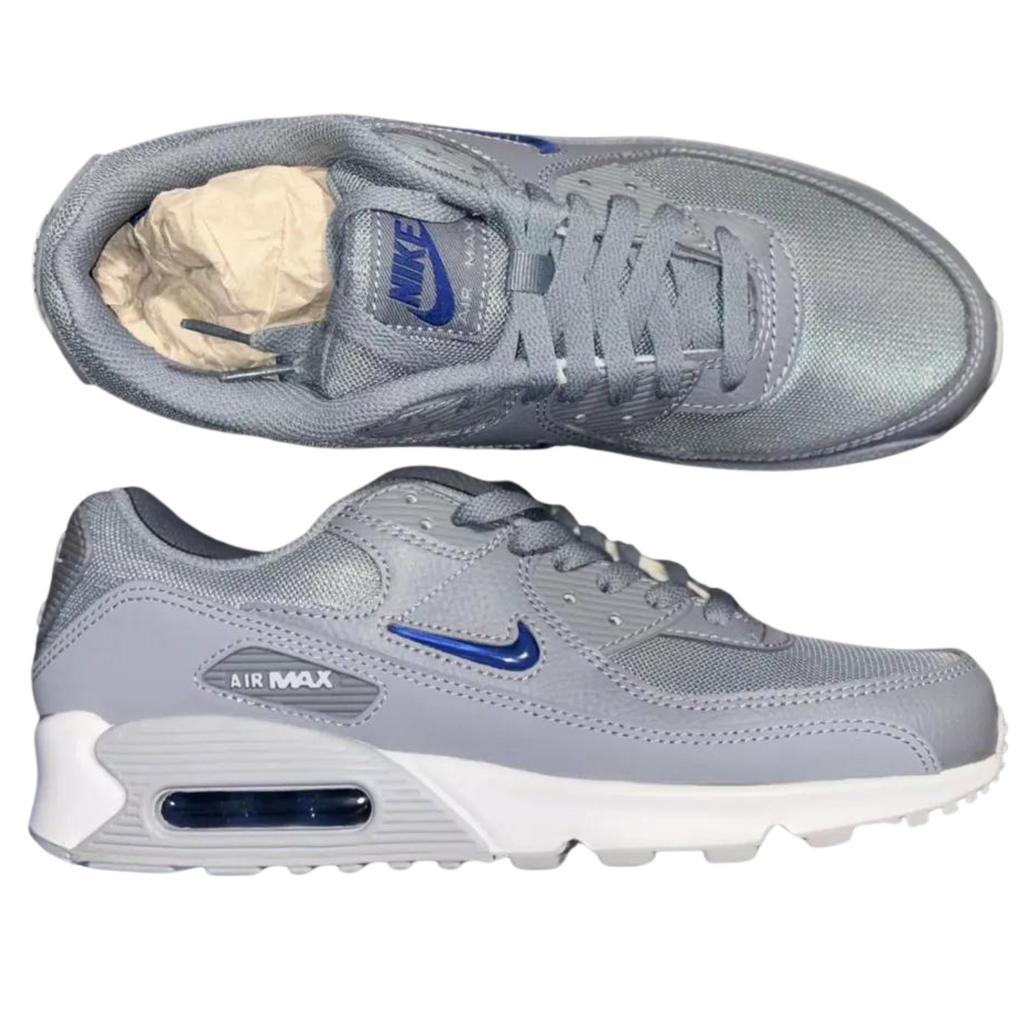 Nike Air Max 90 Jewel Grey Deep Royal Blue Trainers