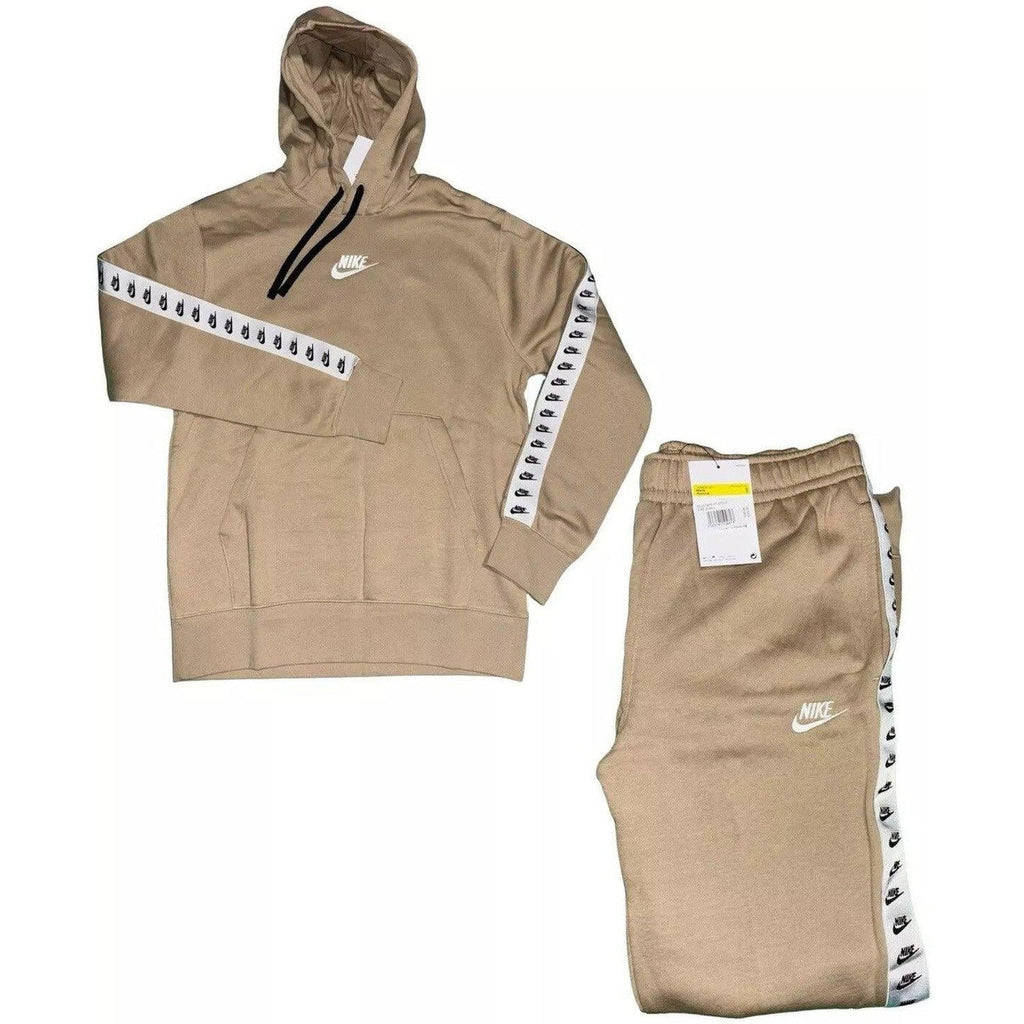 Nike Fleece Beige Tracksuit Hoodie Pants Set