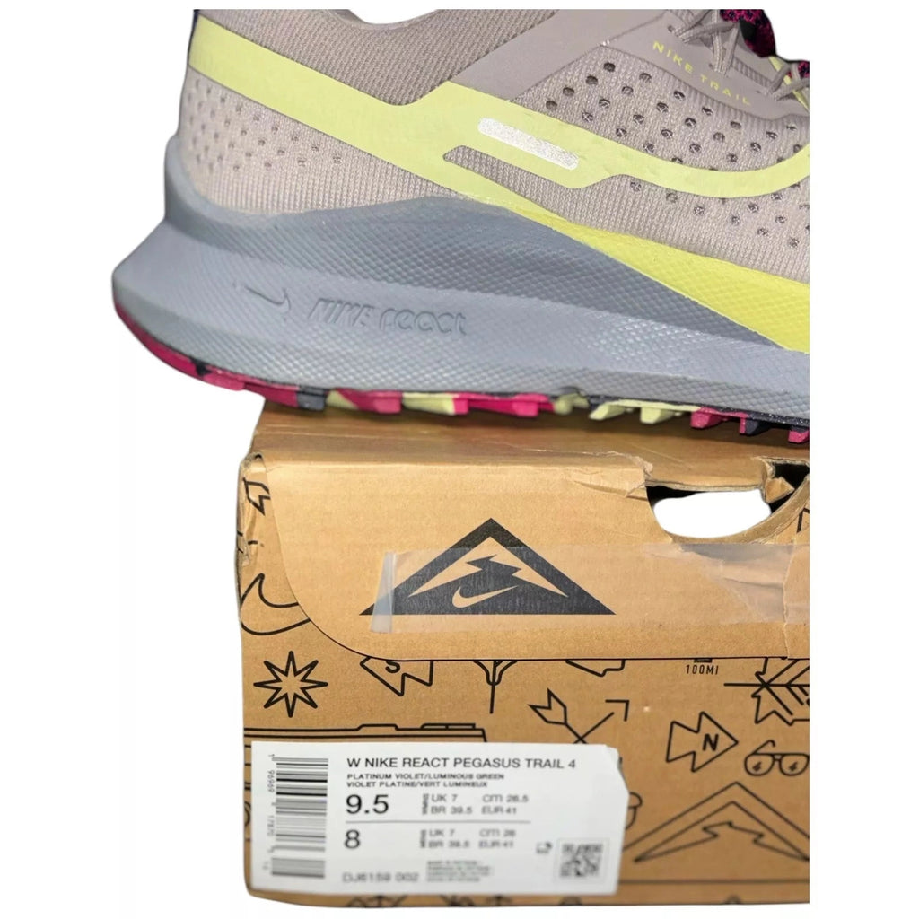 Nike Womens Grey Purple Pegasus Trail 4 Running Gym Trainers