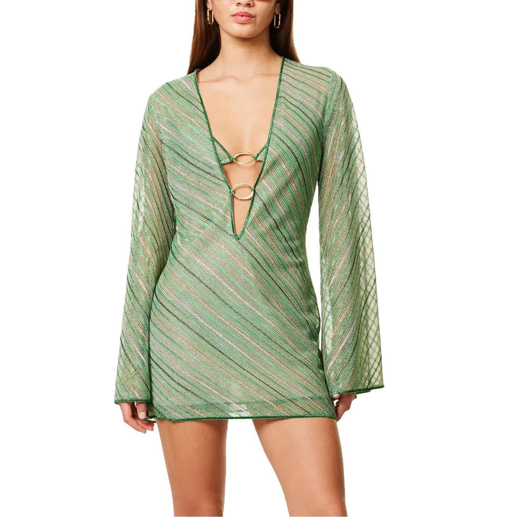 Oseree Cover Up Dress Woven Green Kaftan