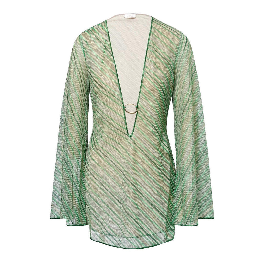 Oseree Cover Up Dress Woven Green Kaftan