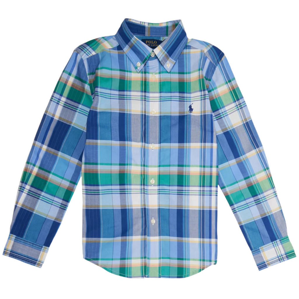 Polo Ralph Lauren Navy Multicoloured Kids Cotton Long Sleeve Shirt