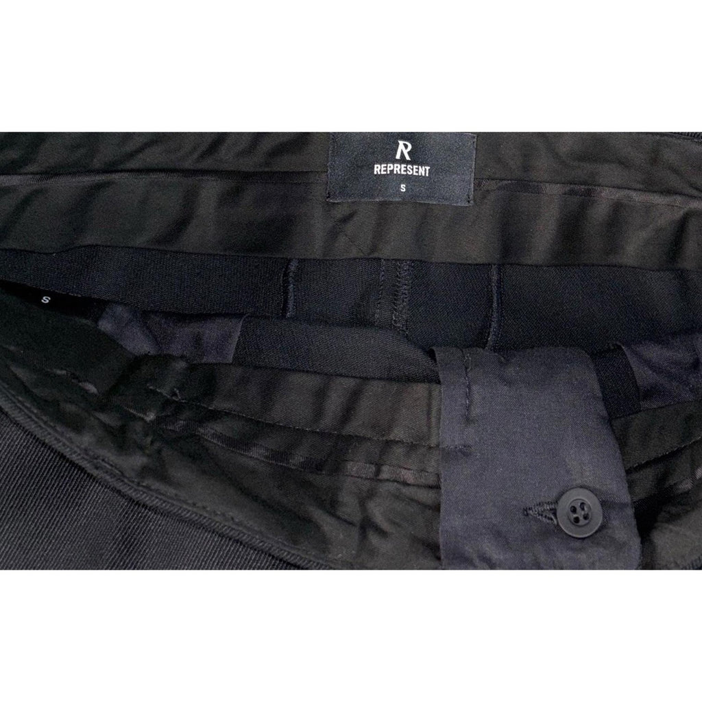 Represent Black Smart Trousers Stepped Hem