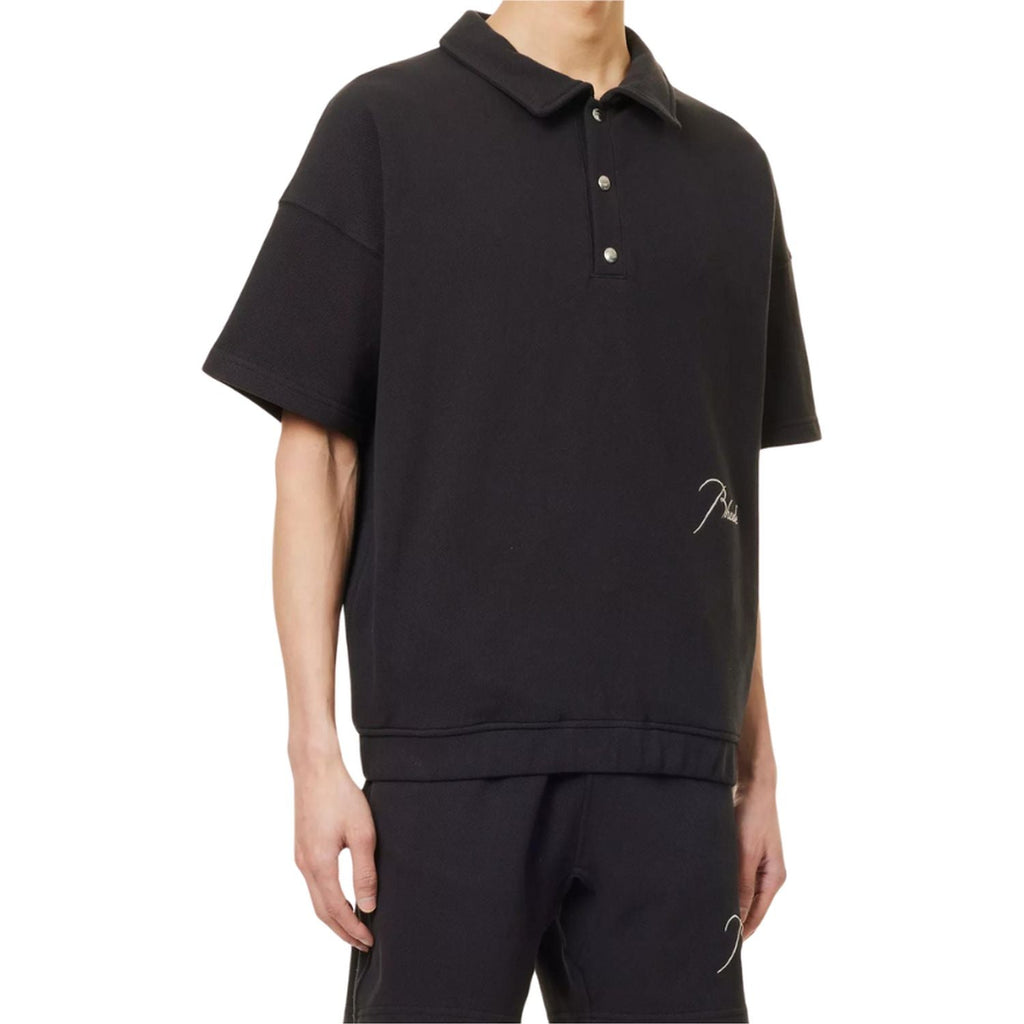 Rhude Matching Summer Set In Black Polo Shirt & Shorts