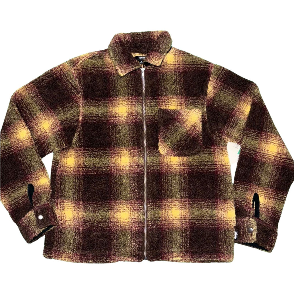 STÜSSY Checked Fleece Zip-Up Overshirt