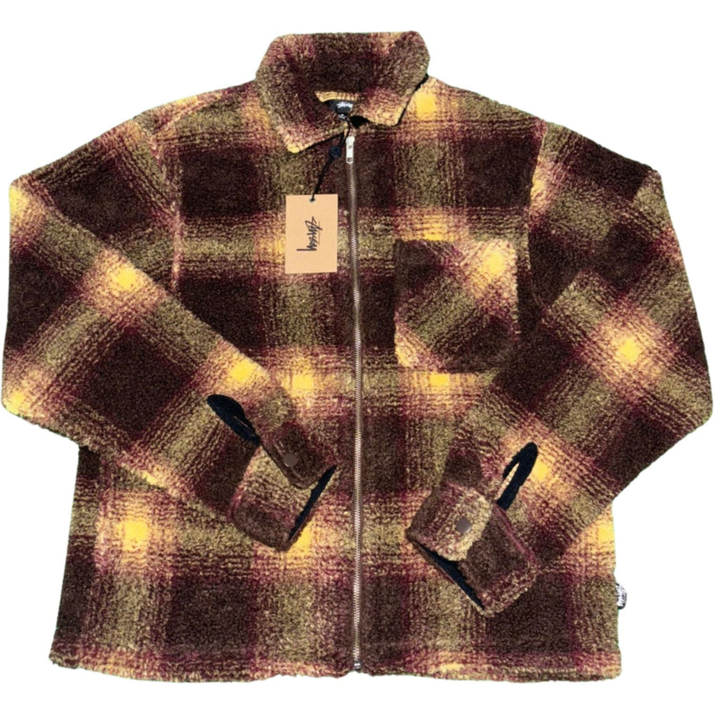 STÜSSY Checked Fleece Zip-Up Overshirt