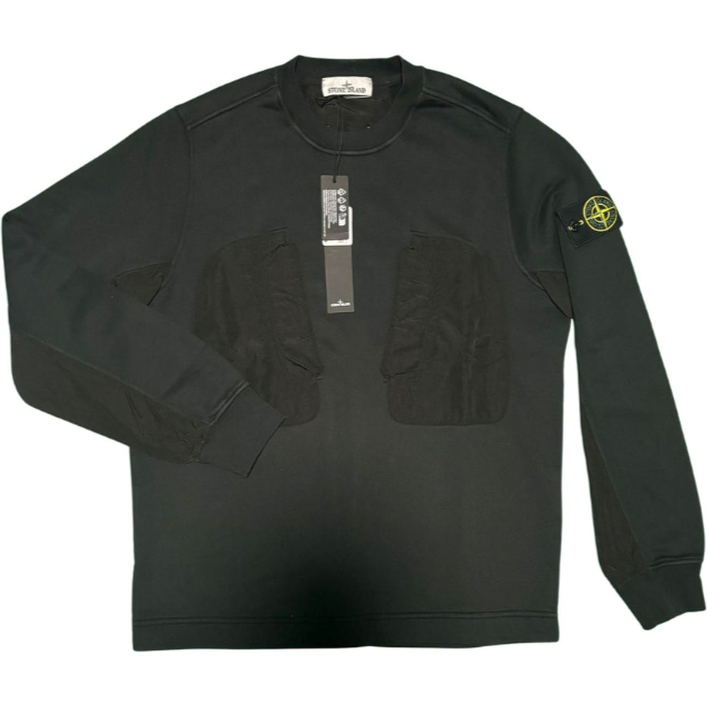 Stone Island Double Pocket Black Crew Sweatshirt